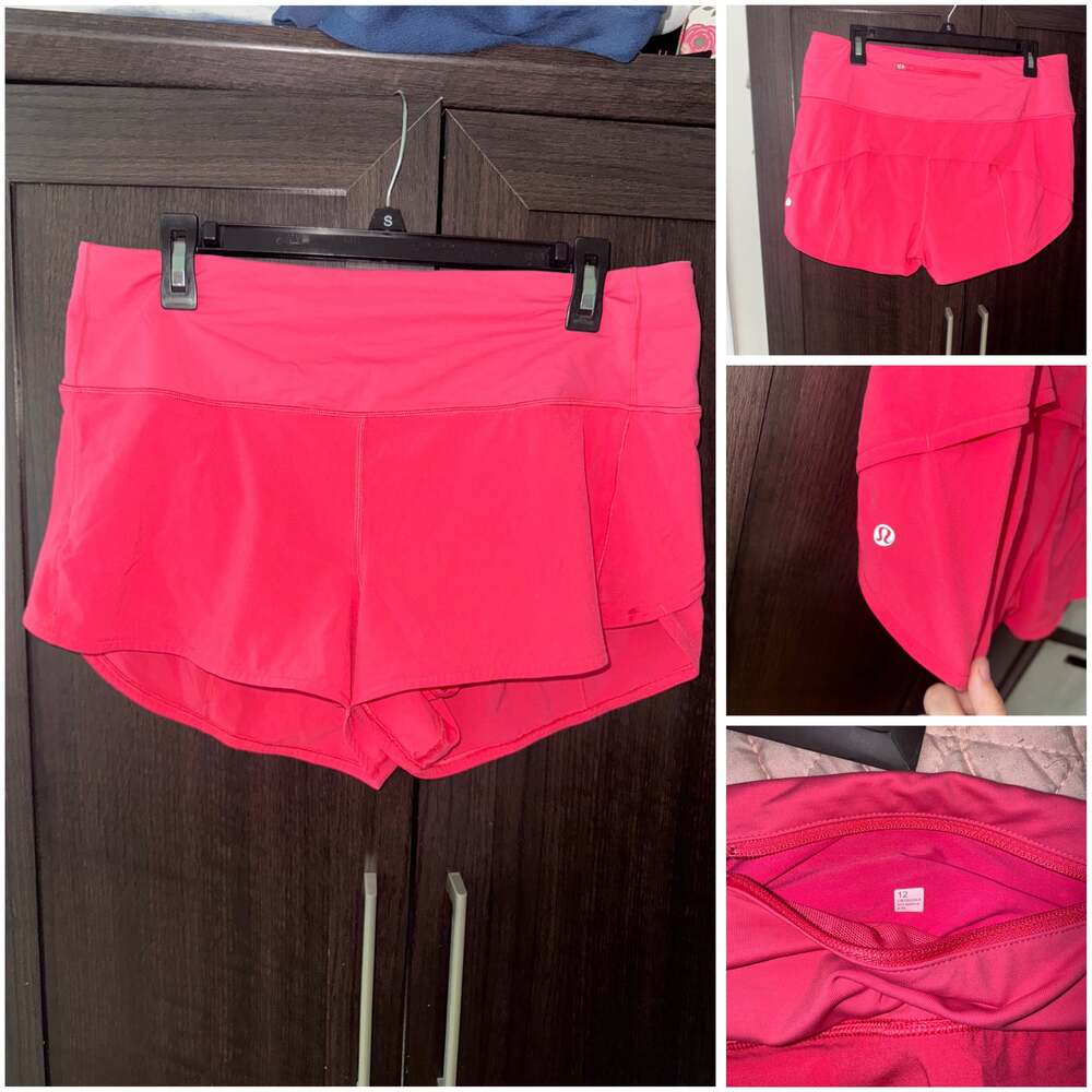 Lululemon Speed Up Athletic Gym Shorts Pink Heartthrob Size 12